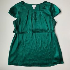 Emerald Green Maternity Silky Blouse - Medium